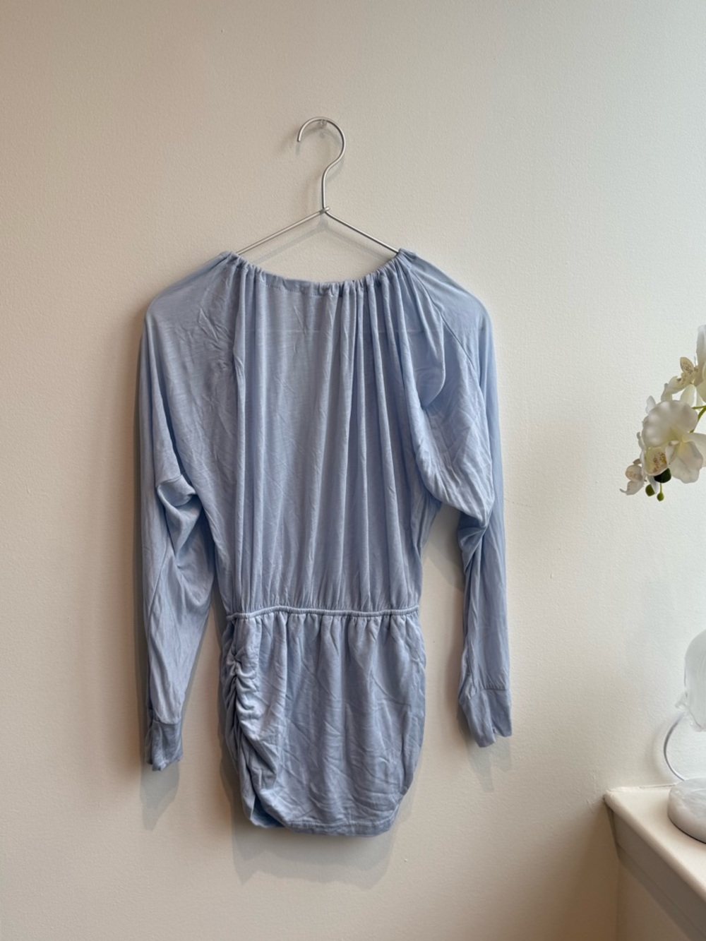 Long Sleeve Romper Mini Dress in Light Blue